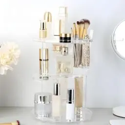 Produktbild: LOJAAR 360 ° drehbarer Make-up-Organizer, verstellbar und multifunktional, Kosmetik-Aufbewahrungs-Organizer, transparent, 23 x 30 cm