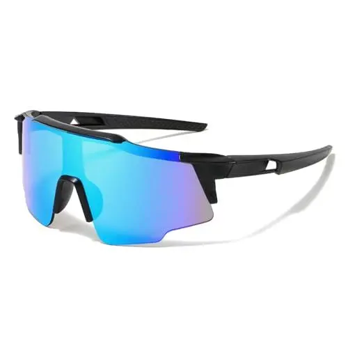 Produktbild: LOJUDI Polarisiert Sonnenbrille Kinder Fahrradbrille - Sportbrille UV400 Schutz Jugendliche Verspiegelt Sonnenbrillen für Jungen Mädchen - Verspiegelt Blau