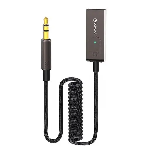 Produktbild: LOKUKA Bluetooth 5.3 Aux Adapter für Auto, KFZ, Kopfhörer, Lautsprecher, Heimkino und Verstärker, USB zu 3.5mm Bluetooth Empfänger für Sprachnavigation, Freisprechanrufe, Unterstützt 2 Smartphones