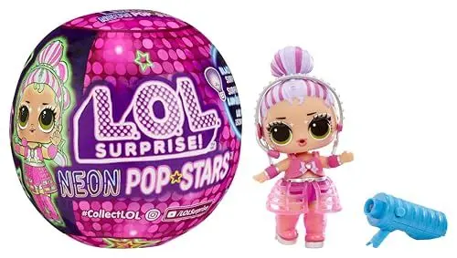 Produktbild: L.O.L. Surprise! Neon Pop Stars Tots - 1 Puppe mit Magischen Schwarzlicht-Überraschungen, Blindverpackung, 7 Tots zum Sammeln, Jede mit Neon-Aufklebern und Zubehör, Geschenk für Kinder ab 4