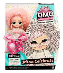 Produktbild: L.O.L. Surprise! OMG Present Surprise Miss Celebrate Modepuppe - Sammlerpuppe - mit 20 Überraschungen mit Outfits und Accessoires - inkl. Schuhen, Haarbürste und mehr - Geschenk für Kinder ab 4 Jahren