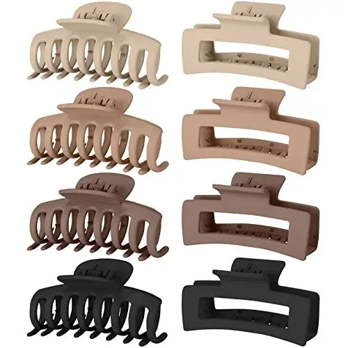 Produktbild: Lolalet 8 Stück Große Haarklammer, 8cm Haarspangen für dickes Haar Rutschfestes Haar Jaw Clips Haarstyling-Zubehör für Frauen Mädchen -Muster E