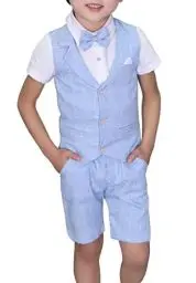 Produktbild: LOLANTA 4 STK Kleinkind Junge Sommerhochzeit Kinderanzug, Festliche Anzüge Westen Set für Kinder, Sommerlicher Jungen Anzug, Blau, 134-140 (Tag 140)