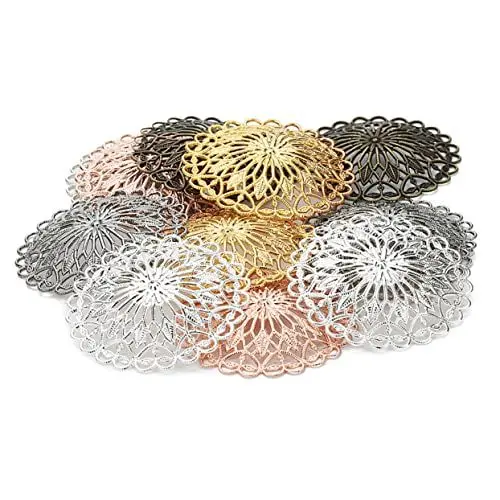 Produktbild: LOLIPPYY 10stücke Teiliges Schmuckzubehör Mit Hohlem Rundblumen-design Vielseitige Metall-dekoration Für Kleidung Und Schmuck Langlebig Und Sicher Korrosionsbeständig Modisch Und