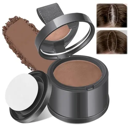 Produktbild: lomdung Ansatzpuder, Langanhaltend Haaransatz Puder mit Spiegel Schwamm, Wasserdicht Haarpuder für Frauen und Männer, Soforteffekt Haar Concealer zur Haarverdichtung, Ansatz kaschieren, Dunkelbraun