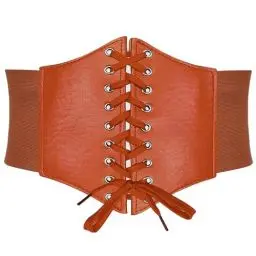 Produktbild: lomdung Breiter Damen Gürtel, Corset Belt, Elastischer Taillengürtel, Skinny Ledergürtel für Damen, Gürtel zum Schnüren, für Kleiderdekoration, Kleid, Damengeschenke（Kamel）