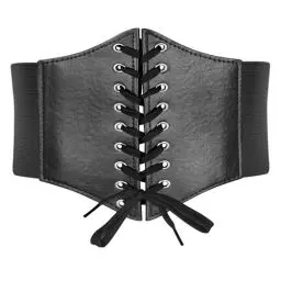 Produktbild: lomdung Breiter Damen Gürtel, Corset Belt, Elastischer Taillengürtel, Skinny Ledergürtel für Damen, Gürtel zum Schnüren, für Kleiderdekoration, Kleid, Damengeschenke（Schwarz）