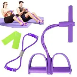 Produktbild: lomdung Crunches Zugseil mit Figur 8 Abzieher und Fitnessbänder, 6 Tubes Gummi Elastische Zugseil, Fitness Übungsbänder Sicher und Ungiftig, Fitness Zugband zum Trainieren von Taille Beinen Bauch
