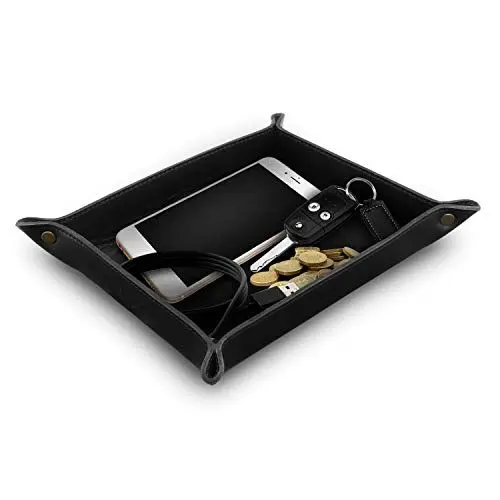 Produktbild: Londo Echtleder Leder Taschenleerer - Vide Poche - Ledertablett Organizer, Praktische Aufbewahrungsbox - für Geldbörsen, Uhren, Schlüssel, Münzen, Handys und Büroausstattung