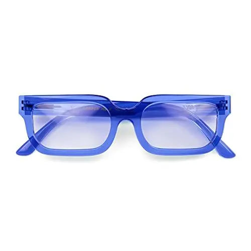 Produktbild: LONDON MOLE BRILLEN | Icy Lesebrille | Rechteckige Gläser | Coole Leser | Herren Damen Unisex | Stylische Lesebrille | Federscharniere | Transparentes Blau | Vergrößerung +1,5
