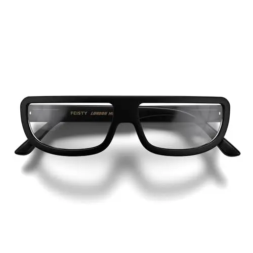 Produktbild: LONDON MOLE Brillen | Feisty Lesebrille | Runde Rahmenbrille | Coole Leser | Designer-Brille | Lesebrille für Herren/Damen | Unisex | Federscharniere | Mattschwarz | Vergrößerung +2,5