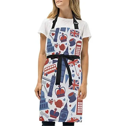Produktbild: London Big Ben Schürze für Das Kochen Küchenschürze Latzschürze Kochschürze mit 2 Taschen Verstellbarer Umhängeband für Backmänner Kellner Männer Frauen Koch