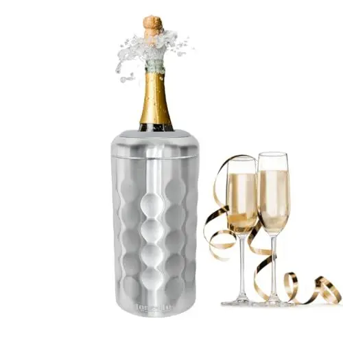 Produktbild: LoNesito® Flaschenkühler, Weinkühler, Champagner, Cava, Apfelwein, Gin, Wodka, Strand, Wandern, Camping, Cocktail, genießen, teilen, Geschenk, Weinregal, Kühler, Eiskübel, Silber