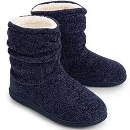 Produktbild: LongBay Damen Winter Warme Chenille Strick Hausschuhe Stiefel Weiche Plüsch Fleece Memory Foam Frauen Pantoffeln