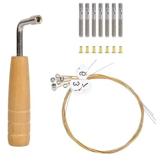 Produktbild: LONGHAO Stimmschlüssel Harfe,Stimmschlüssel Holz Zither,Stimmschlüssel,Klavier Stimmschlüssel,L-Form Stimmschlüssel Holz,mit 5 Tuning Pins Feste String Nagel für Lyre Harp Stringinstrumente