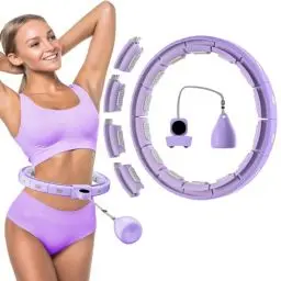 Produktbild: Longiang Hula Hoop Reifen Erwachsene, Hula Hoop mit Gewicht Kugel, Hoola Hoop zum Abnehmen, Hula Hoop Leise XXL 128CM, Hullahub Reifen, 18 Knoten, Einstellbar und Abnehmbar, Fitness Hula Hoop Reifen