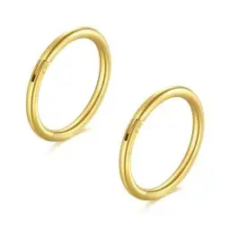 Produktbild: Longita 2 Stück Nasenpiercing Ring, 316L Chirurgenstahl Nasenring, 16G Septum Clicker Ring, Helix Conch Knorpel Tragus Piercing Ohr Innendurchmesser 6MM Gold