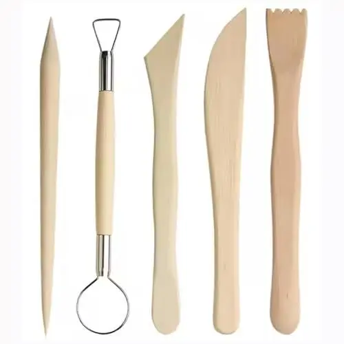 Produktbild: Longivia® 5 Stück Ton Werkzeug Set aus Buchenholz - Töpfern Zuhause oder Ton Modellierwerkzeug - Clay Tools und Sculpting Tools Modelierwerkzeugset – Töpferzubehör - Keramik