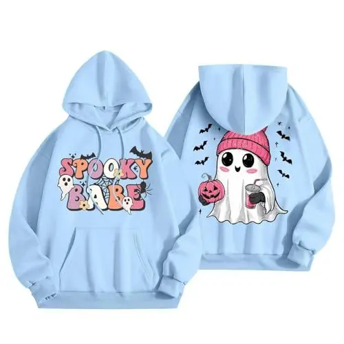 Produktbild: Longpullover Damen Lässig Kuschel Hoodie Baumwollpullover Damen New Yorker Kleidung Kordelzug Lässiges Pullover-Oberteil Sweatshirt mit Langen Ärmeln für Frauen Kapuzenpullis