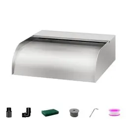 Produktbild: LONGRUNNEW Teich Wasserfallklingen Set, 30cm Edelstahl Poolfontäne mit Zubehör, Breite 31cm Auslauf Wasserspiel Wasserfallkaskade für Garten Patio Teichdekoration