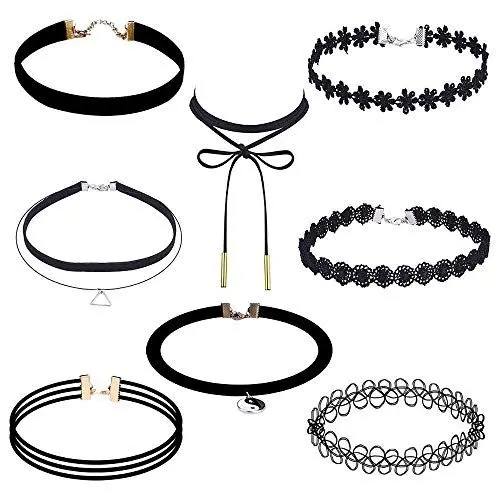 Produktbild: Longsing Choker Halskette Tattoo Halskette Madchen 8 Stuck Classic Stretch Choker mit Anhanger Gothic Halskette