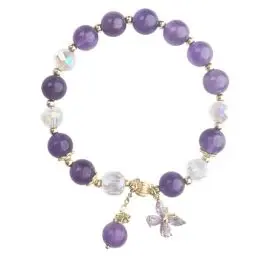 Produktbild: LONHEO Echtes Naturstein Armband Damen Chakra Armband Echte Steine Edelstein Armband Kristall Naturstein Yoga Perlenarmband Geschenk