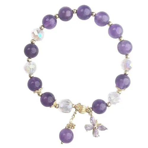 Produktbild: LONHEO Echtes Naturstein Armband Damen Chakra Armband Echte Steine Edelstein Armband Kristall Naturstein Yoga Perlenarmband Geschenk