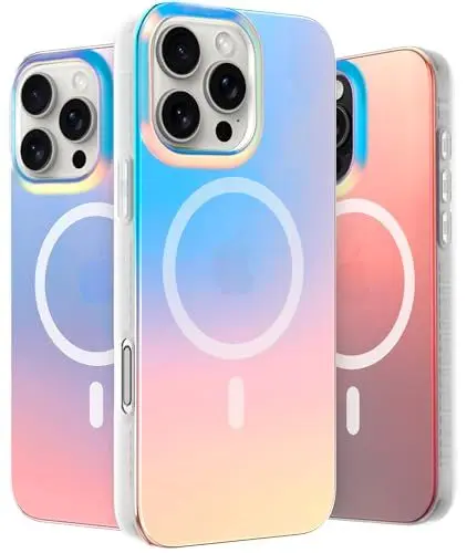 Produktbild: LONLI Hue - für iPhone 16 Pro Max Hülle - Handyhülle in holografischer schillernder Optik - (Kompatibel mit Magsafe) - Niedliche, einzigartige und ästhetische stoßfeste Abdeckung