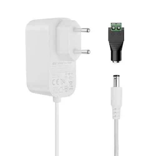 Produktbild: Lonnky 12V 2A Netzteil AC 100-240V Adapter für WLAN-Router LED-Streifen CCTV-Kamera mit 5,5 x 2,1 mm DC-Hohlstecker Weiß