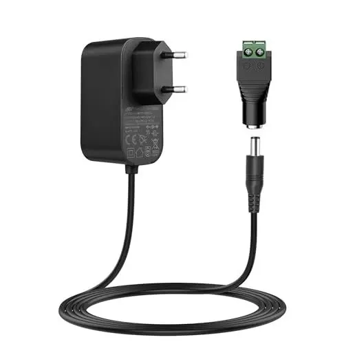 Produktbild: Lonnky 12V 3A Netzteiladapter für CCTV-Kamera, LED Streifen Licht, 5,5 x 2,1mm DC Buchse Steckverbinder, Universelles Netzteil mit 1,8M Kabel, Schwarz