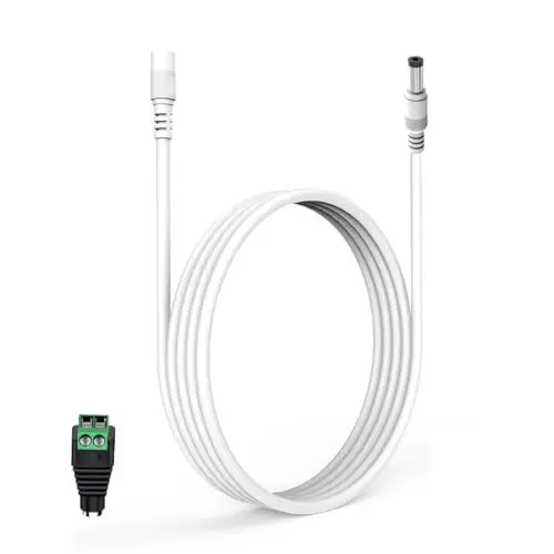 Produktbild: Lonnky 12V DC 3 Meter Verlängerungskabel, 5,5 x 2,1 mm, Weiblich auf Männlich Anschluss für TAPO, Reolink, TP-Link, NETGEAR, Smallrig-Kameras, IP-Kameras, LED-Strips und DVR - Weiß