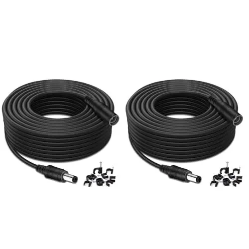 Produktbild: Lonnky 12 Volt Verlängerungskabel 10 Meter Für Deco, CCTV Sicherheitskamera, DVR, Govee LED Streifenlichter, Router, TV Box, 12 Volt Netzteil, 2,1 mm x 5,5 mm Stecker zu Buchse - 2-Pack