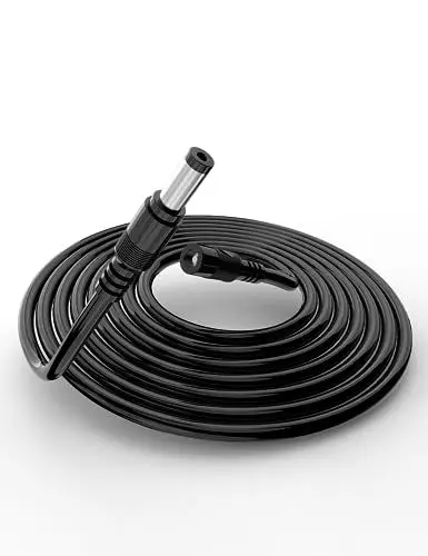 Produktbild: Lonnky 5 M Flexibles Stromkabel 5,5 x 2,1 mm Stecker, 90-Grad Winkel Verlängerung für NETGEAR RBK763S, RAX10, TP-Link AX55, Reolink RLC-510WA, Imou IPC-S7CP-3MOWE, Deco M4, Arduino UNO R3