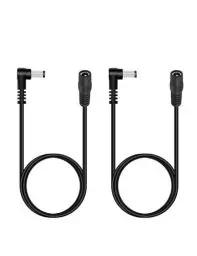 Produktbild: Lonnky 1M 2er Pack Schwarz 90° Grad Gleichstrom Verlängerungskabel 5,5mm x 2,1mm, Für Überwachungskameras, LED-Strip-Lights, Drucker