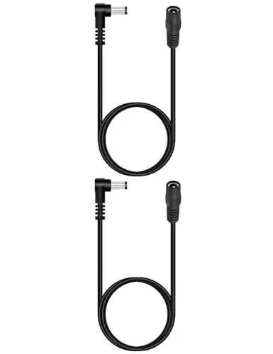 Produktbild: Lonnky Schwarz 2 M DC Kabel Verlängerung: 2er Pack, 12 V 5,5 mm x 2,1 mm, 90 Grad L-Form, Für Univivi/Tonton/Lonnky/Splenssy Überwachungskameras, TAPO C200 C310 C100, Reolink RLC-410W, EZVIZ C8C