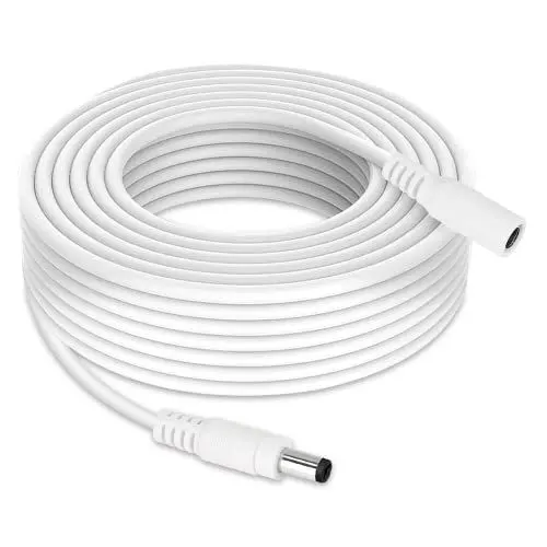 Produktbild: Lonnky Verlängerungskabel 10 Meter, Kompatibel Mit CCTV Sicherheitskamera (Tapo C110), DVR, 12 Volt LED Streifenlicht, Router, 2,1mm x 5,5mm Stecker zu Buchse - 12 Volt Verlängerungskabel - Weiß