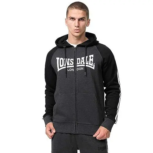 Produktbild: Lonsdale Herren GLENTRUAN Kapuzenpullover, Marl Anthra/Black/White, XL
