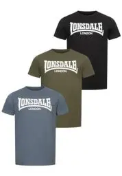 Produktbild: Lonsdale Herren T-Shirt Normale Passform 3er Pack HINSTOCK Black/Green/Blue XL