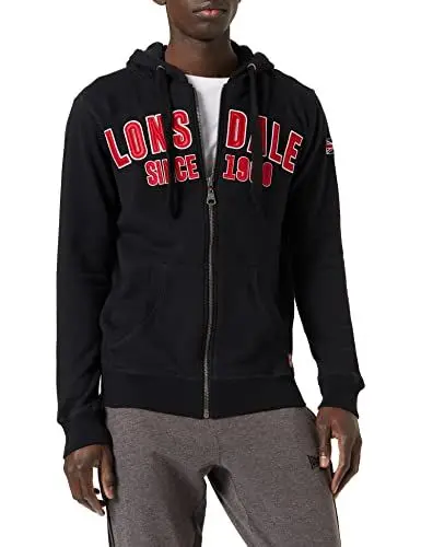 Produktbild: Lonsdale Men's Paignton Kapuzensweatjacke, Black/Red/White, L
