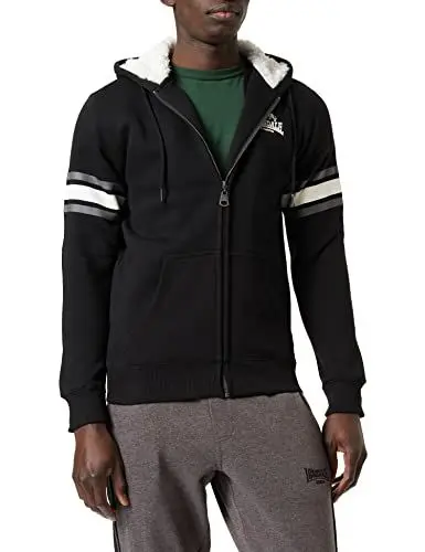 Produktbild: Lonsdale Men's STRETE Kapuzensweatjacke, Black/White/Grey, 3XL