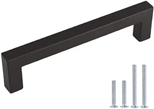 Produktbild: LONTAN 10 Stück Schrankgriffe Schwarz Küchengriffe 96mm Bohrlochabstand Möbelgriffe Schwarz Türgriff Modern Griffe für Küchenschränke Schwarze Griffe Küche Griffe Möbel