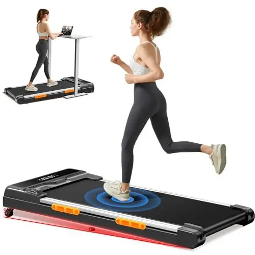 Produktbild: LONTEK Walking Pad mit Steigung und dreifacher Dämpfung, 2,5 PS Laufband mit Steigung für Zuhause, Laufband Schreibtisch mit APP und Fernbedienung, max. Belastung 136KG