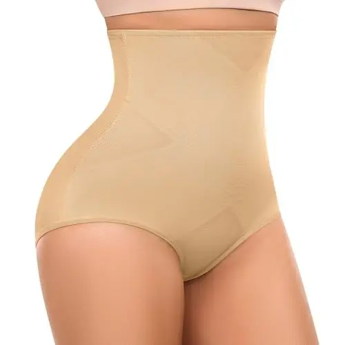 Produktbild: Lonya Shapewear Damen Bauchweg Unterhose Hoher Taille Miederhose Stark Formend Unterwäsche Bauchkontrolle Miederpants Body Shaper Beige,M