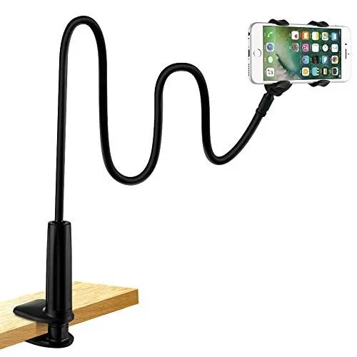 Produktbild: LONZOTH Handy Halter für Bett, Schwanenhals Handy Halterung Flexible Lang Arm Verstellbare Ständer für iPhone 13 12 11 Pro XS Max X 8 7 6 Samsung S10 S9 S8, 4-6,5 Zoll Smartphone (Schwarz)