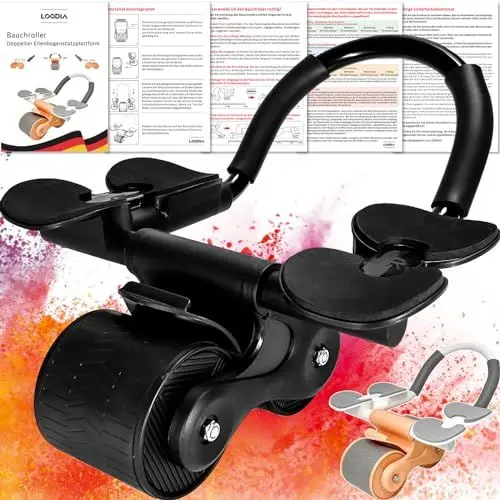 Produktbild: LOODIA Bauchtrainer für zuhause, Bauchroller Bauchmuskeltrainer, Bauchtrainer Roller, Bauch Trainingsgerät, Automatisches Rebound Bauchrad, Ab Roller, Sliders Fitness, Sport Fitness Geräte Zuhause