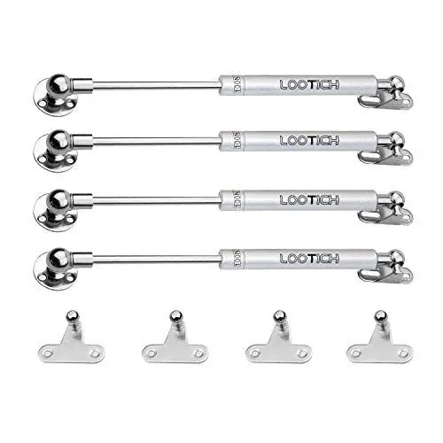 Produktbild: LOOTICH 100N Ganzer Stahl Klappenbeschlag Klappenhalter Gasfeder Dämpfer Truhen Scharniere für Küchenschrank Soft Close Weichschließen Türscharniere 4 Stücke