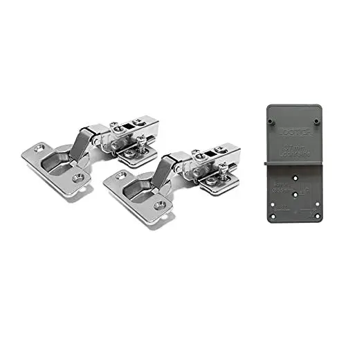 Produktbild: LOOTICH 110 Grad Mittelanschlag 35mm Soft Close Hydraulisch Automatikscharniere Scharnier mit Dämpfer und Kreuzplatten Topfscharnier für Küchenschrank Kleiderschrank Schranktür Möbel 2 Stück