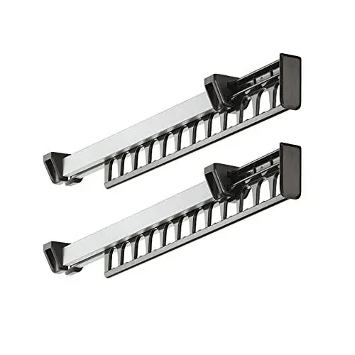 Produktbild: LOOTICH Ausziehbare Kleiderstange Kleiderbügel-Auszug aus Aluminium Kleiderbügelhalter für 12 Kleiderbügel Kleiderbügelauszug Kleiderauszug Länge 312mm 2 Stücke