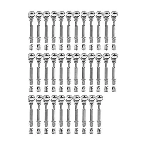 Produktbild: LOOTICH Exzenter Möbelverbinder-Set Exzenterbeschlag Ø15mm Einschraubdübel mit Abdeckrand M6x40mm und Eindrehmuttern M6 für Möbel Kabinett Schrank-Verbinder Komplett 34 Set