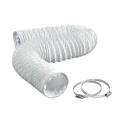 Produktbild: LOOTICH Flexrohr Ø 102mm Länge 2,5m Weiß PVC Abluftschlauch Flexibel Luftleitungen Rohr Flexschlauch für Klimaanlagen Wäschetrockner Abzugshaube mit 2 Schlauchschelle Edelstahl